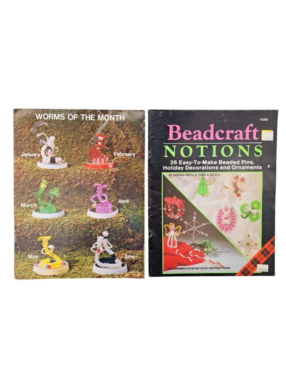 Vintage Beadcraft Notions & Darice Worms Of The Month Booklet Bead Pins Ornament